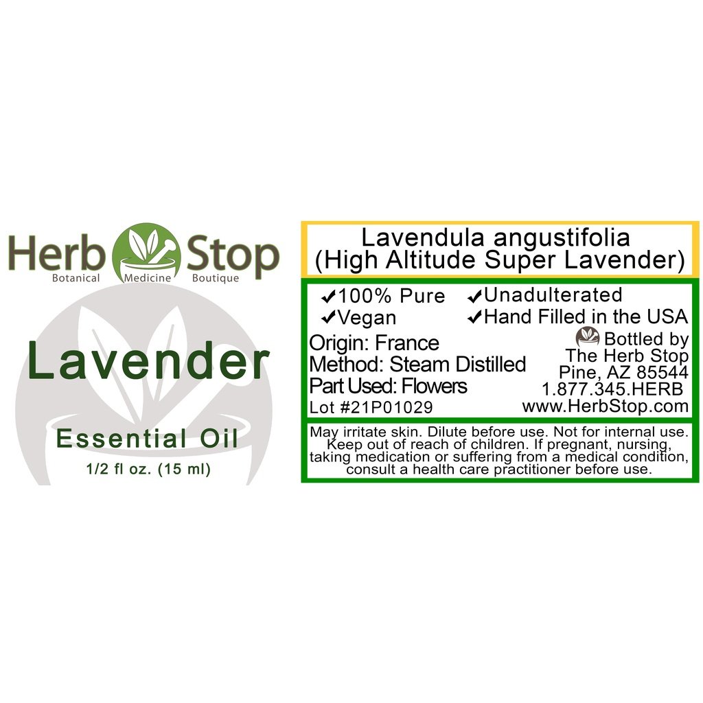 Lavender High Altitude Essential Oil Label