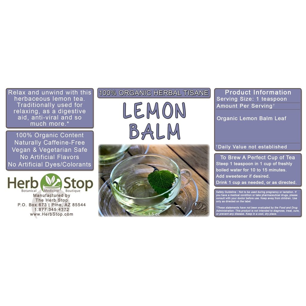 Lemon Balm Loose Leaf Herbal Tea Label