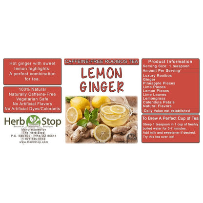 Lemon Ginger Loose Leaf Rooibos Tea Label