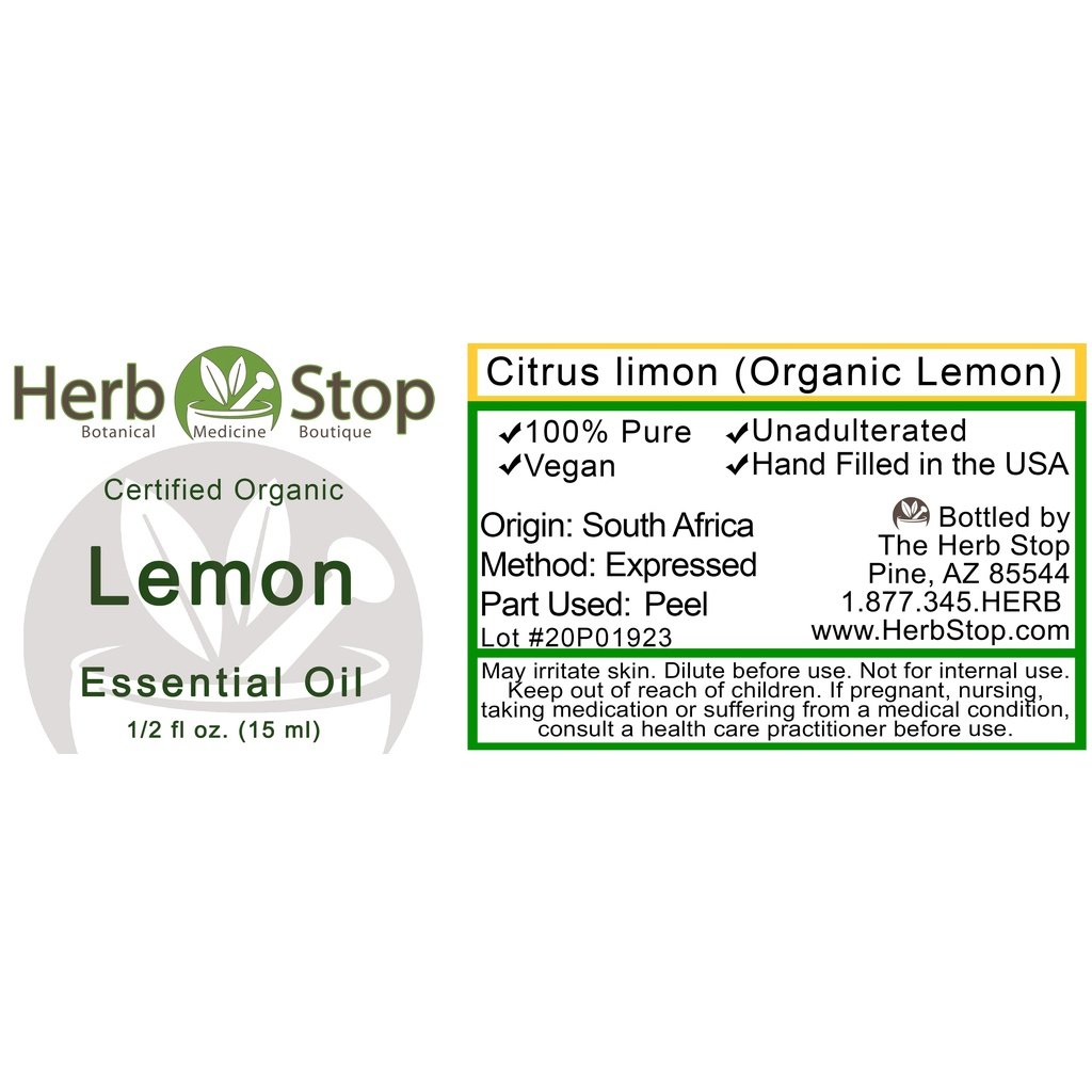 Organic Lemon Essential Oil Label