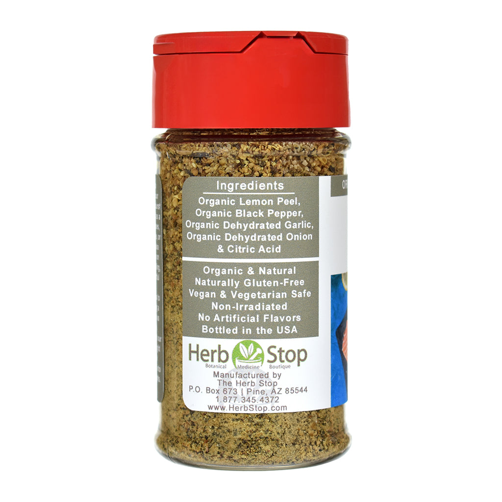 Organic Lemon Pepper Spice Jar - Left