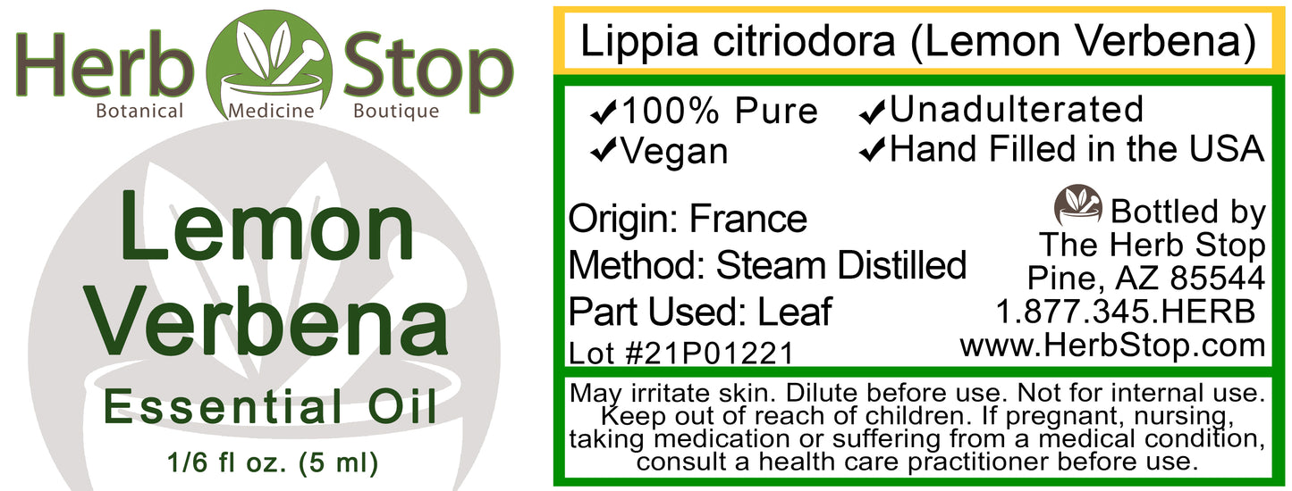 Lemon Verbena Essential Oil Label