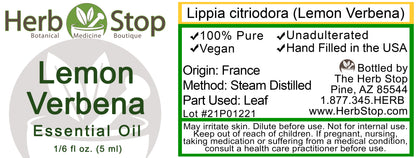 Lemon Verbena Essential Oil Label