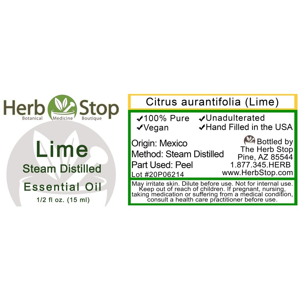 Lime Steam Distilled Essential Oil Label