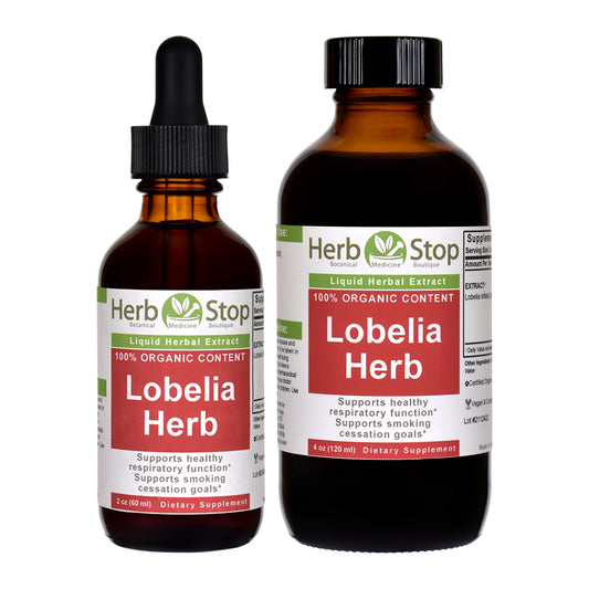 Organic Lobelia Herb Liquid Extract Bottles