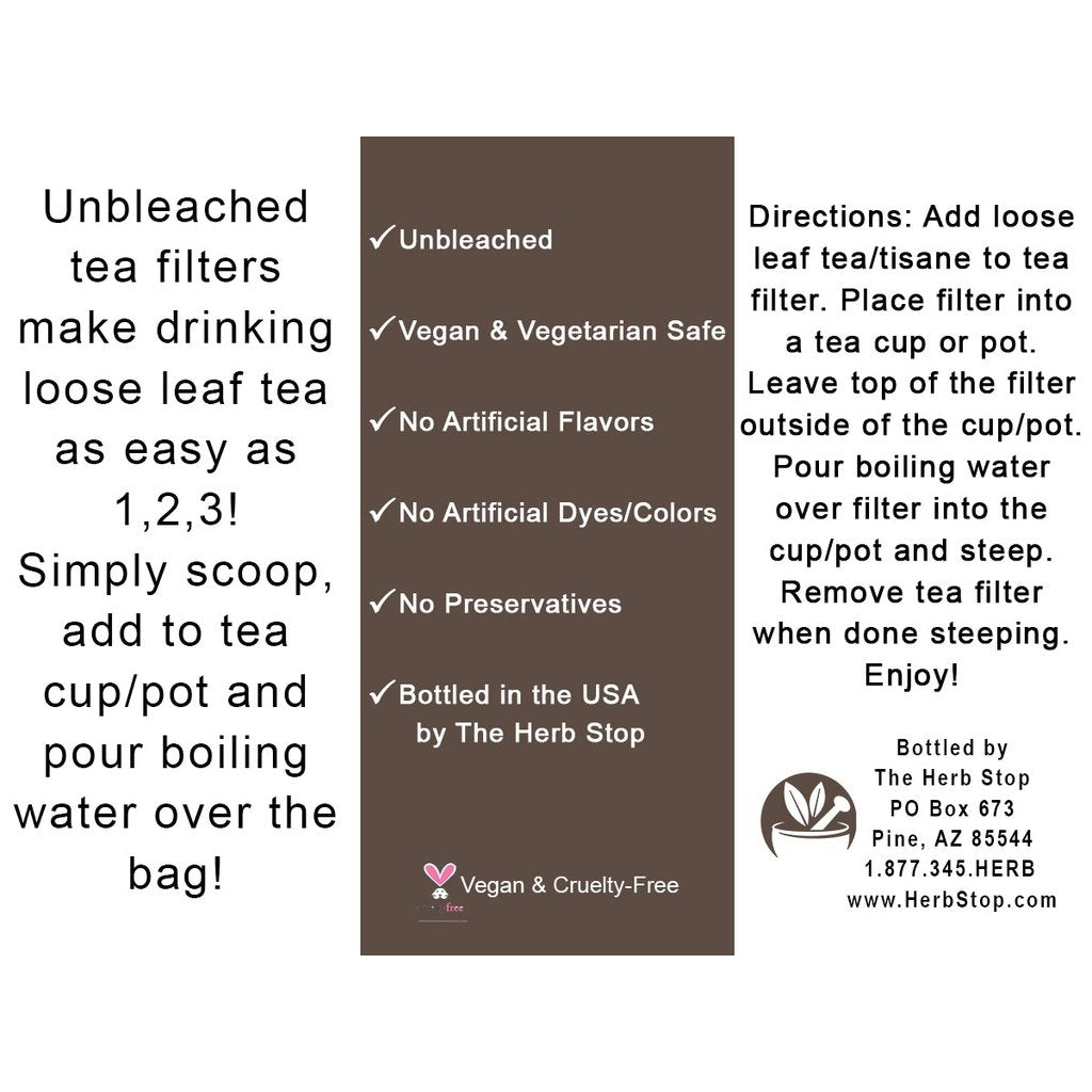 Loose Leaf Tea Filters Label - Back