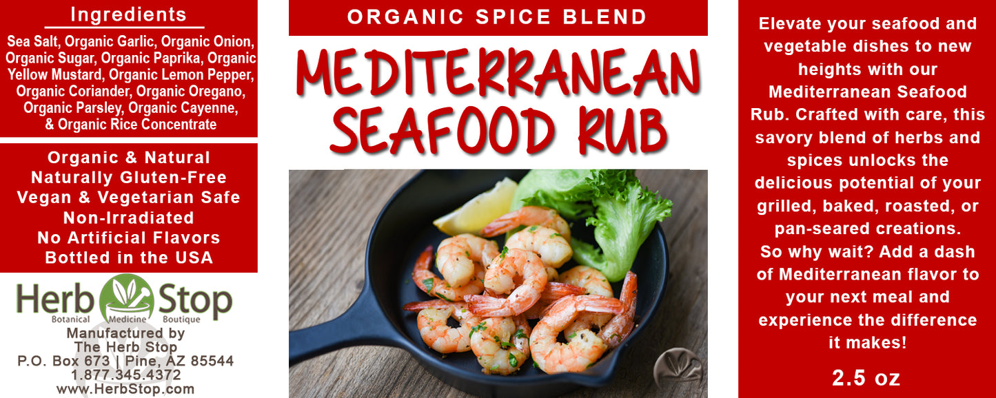Organic Mediterranean Seafood Rub Label