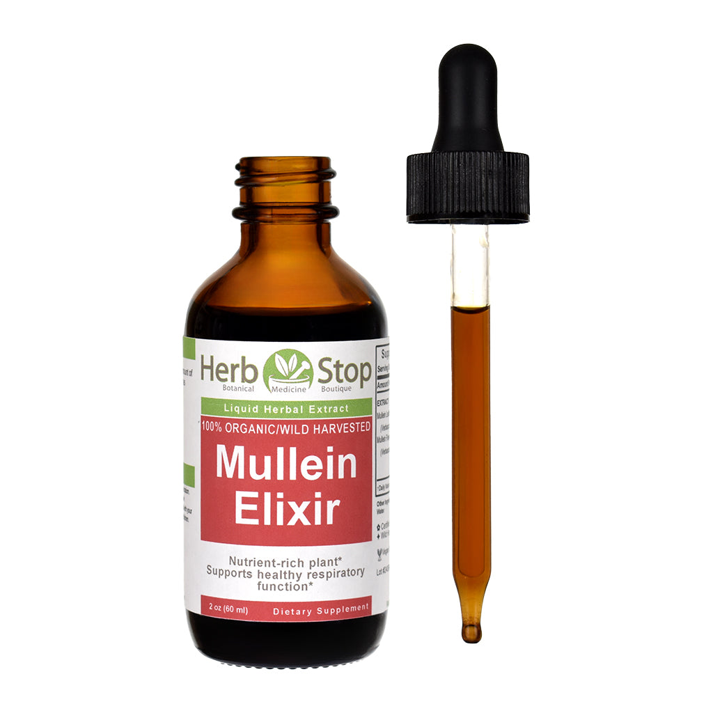 Organic Mullein Elixir Liquid Extract 2 oz - Open