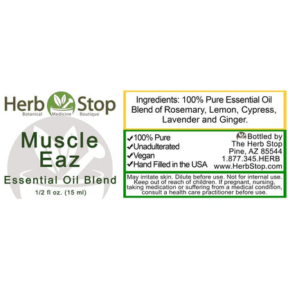 Muscle Eaz Essential Oil Blend Label