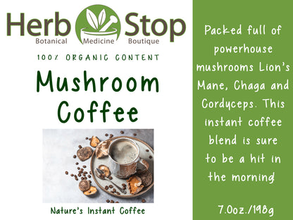 Organic Mushroom Coffee Label - Front