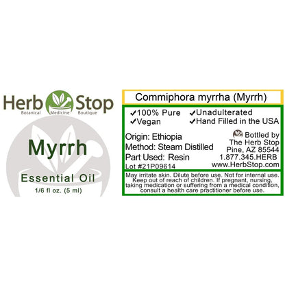 Myrrh Essential Oil Label