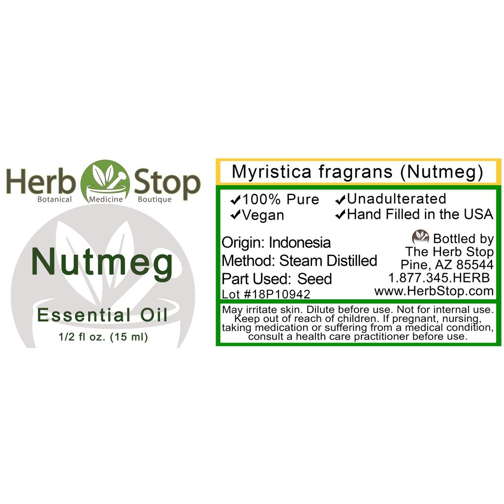 Nutmeg Essential Oil Label