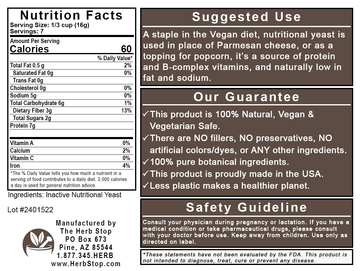 Nutritional Yeast Label - Back