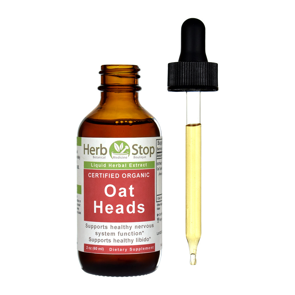 Organic Oat Heads Liquid Extract 2 oz Bottle - Open