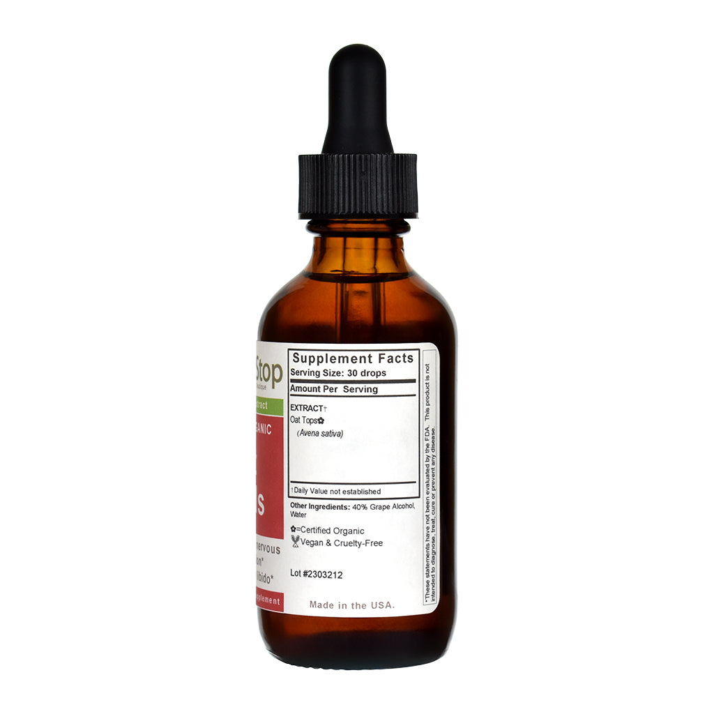 Organic Oat Heads Liquid Extract 2 oz Bottle - Right