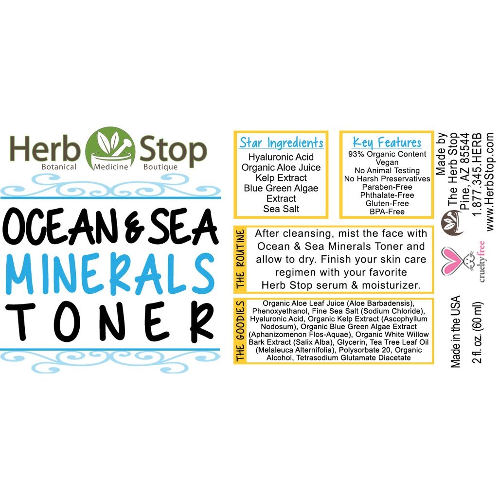 Ocean & Sea Minerals Toner Label