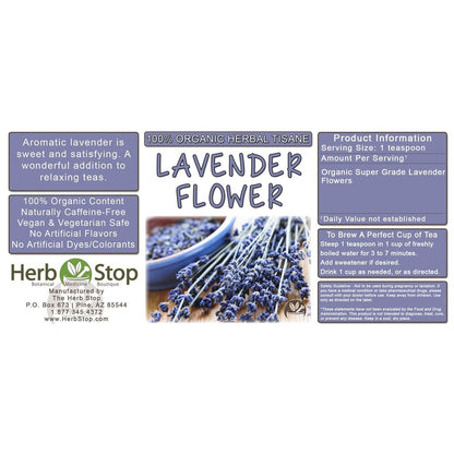 Organic Lavender Flower Loose Leaf Herbal Tea Label