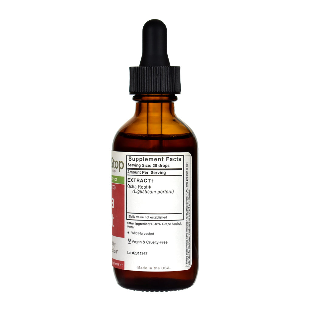 Wild Harvested Osha Root Liquid Extract 2 oz Bottle - Right