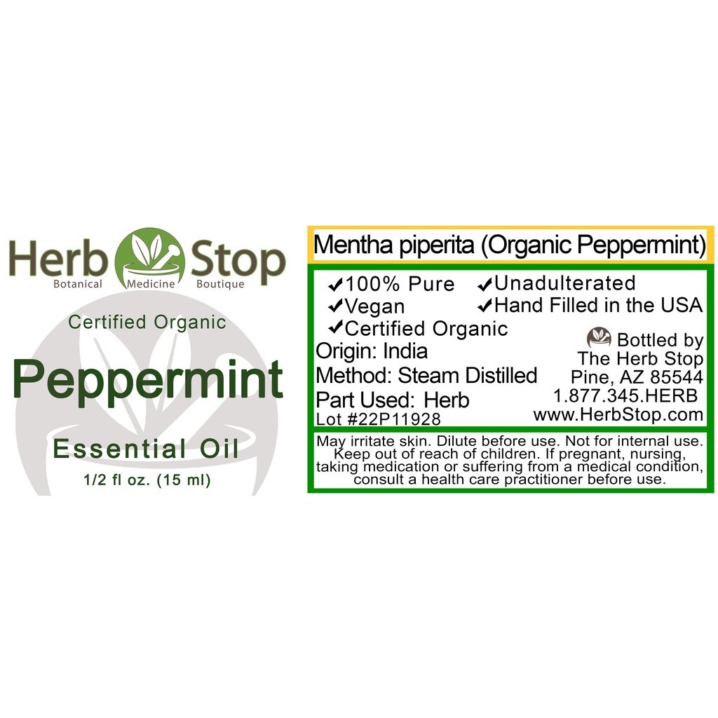 Organic Peppermint Essential Oil Label 