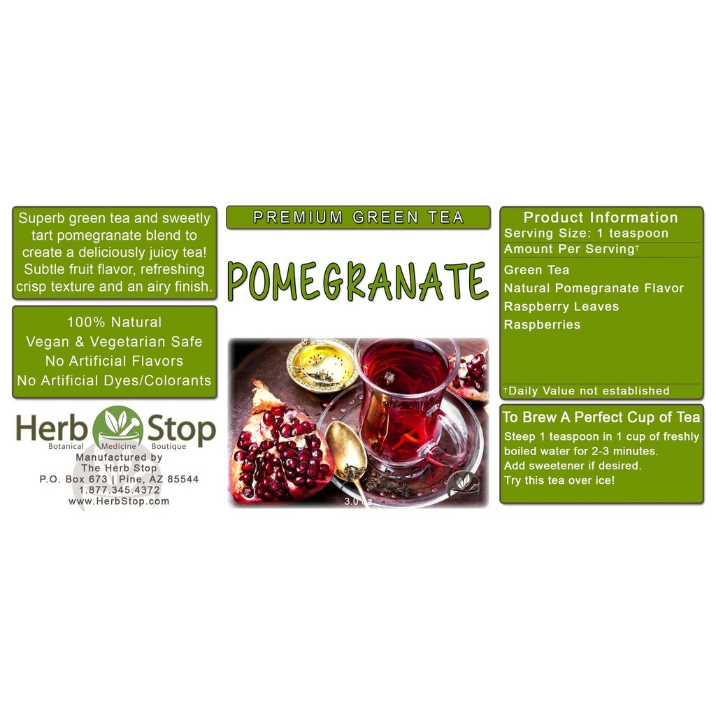 Pomegranate Loose Leaf Green Tea Label