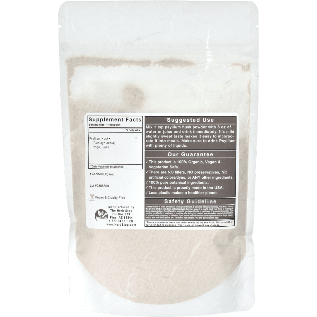 Organic Psyllium Husk Powder Bag Back