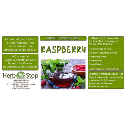 Raspberry Loose Leaf Green Tea Label