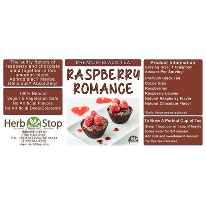 Raspberry Romance Loose Leaf Black Tea Label