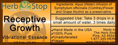 Receptive Growth Vibrational Essence Label