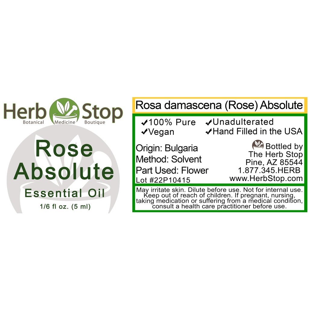 Rose Absolute Essential Oil Label