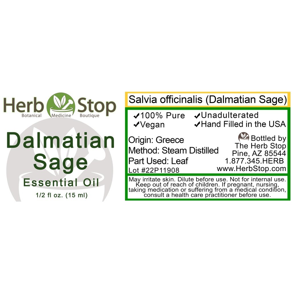 Dalmatian Sage Essential Oil Label