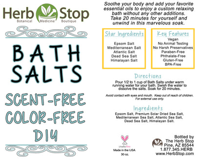 Scent-Free and Color-Free DIY Bath Salts Label