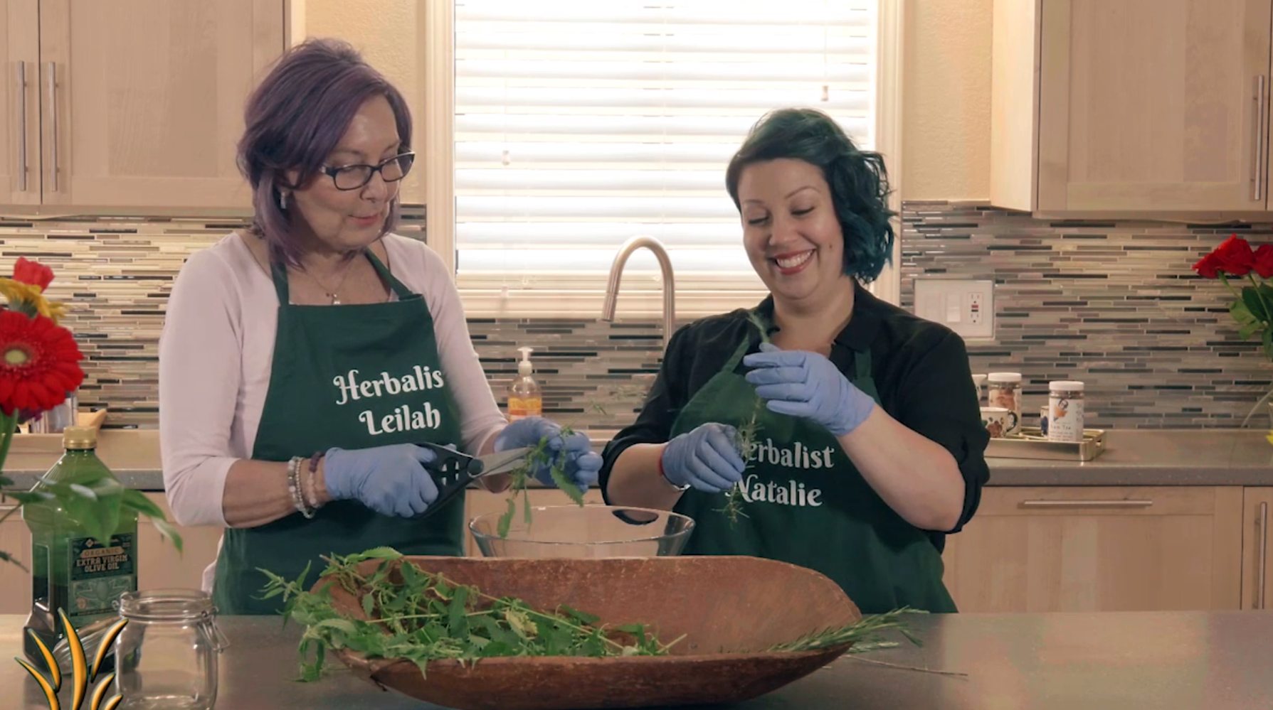 Preparing herbs for an infused herbal oil