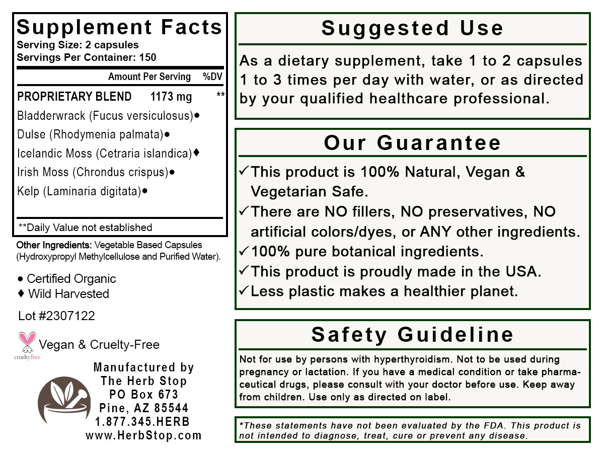 Sea Veggies Capsules Label - Back