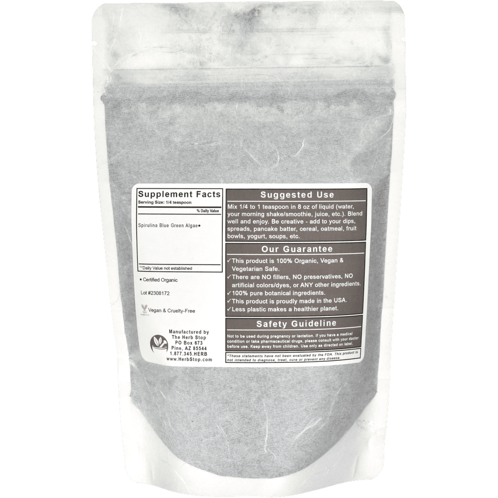 Organic Spirulina Bag Back