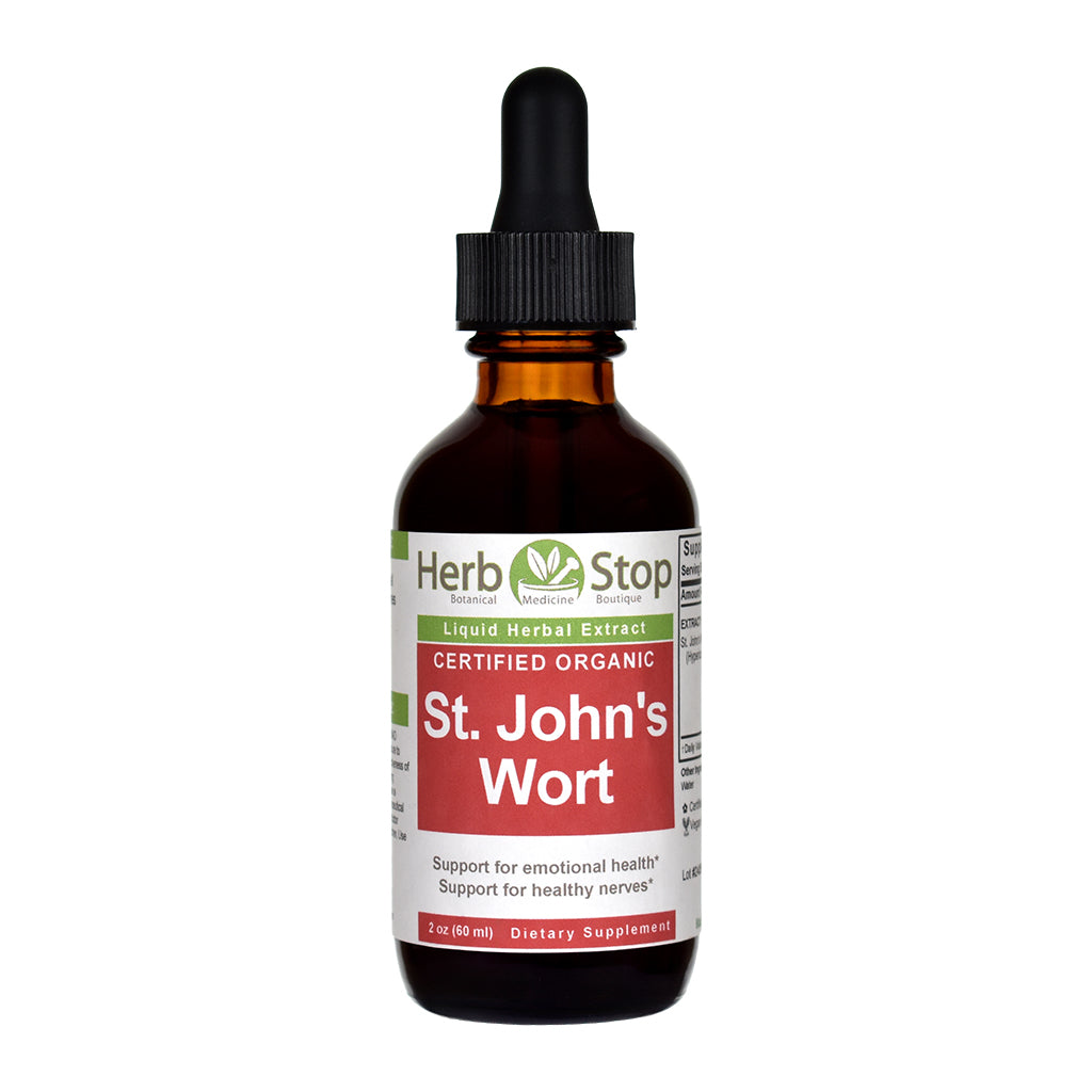 Organic St John's Wort Liquid Extract 2 oz Bottle