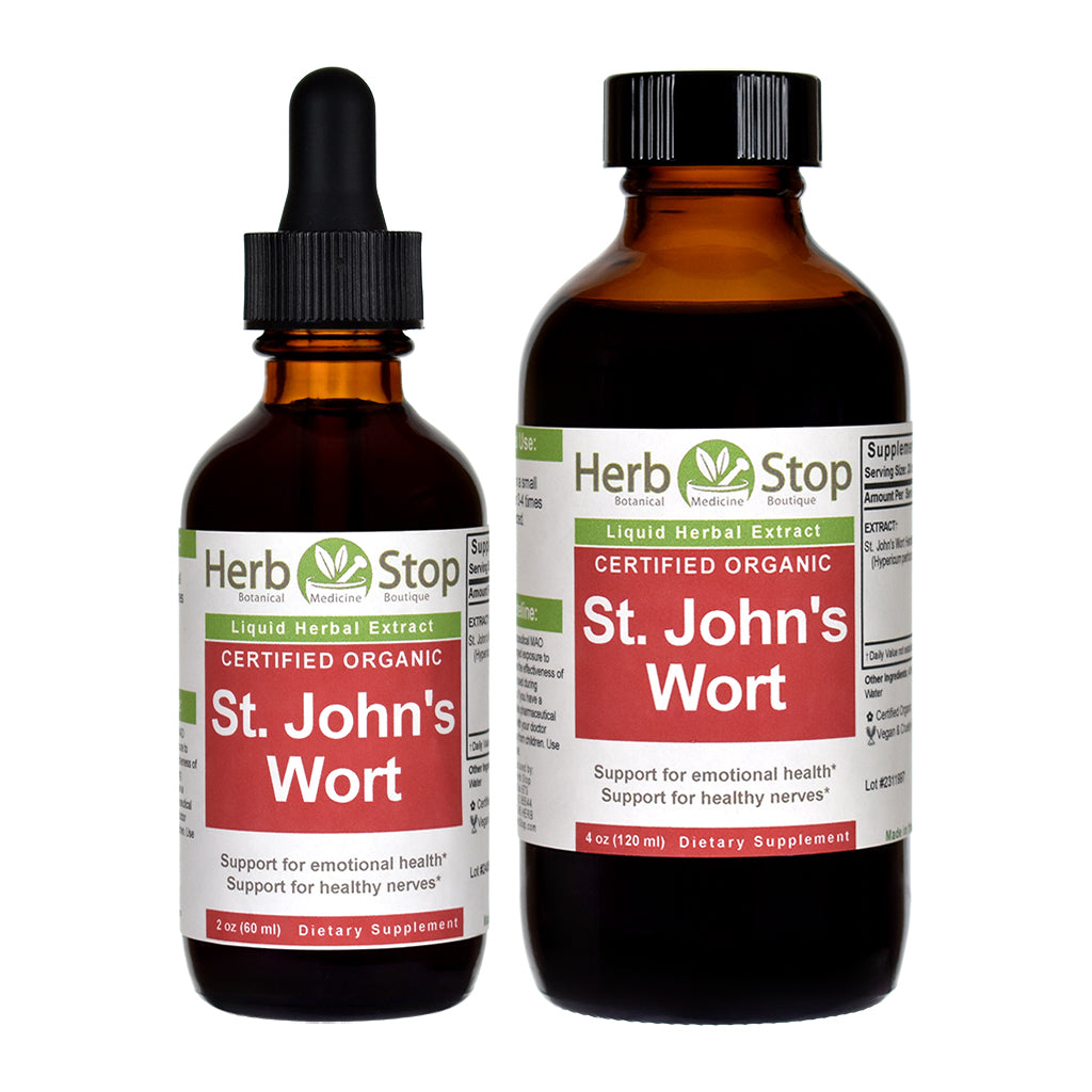 Organic St John's Wort Liquid Extract Bottles