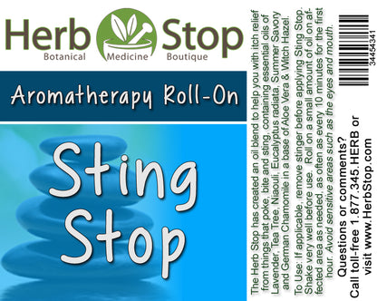 Sting Stop Aromatherapy Roll-On Label