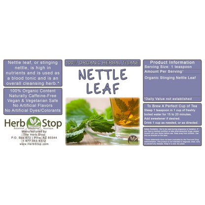 Organic Nettle Leaf Loose Herbal Tea Label