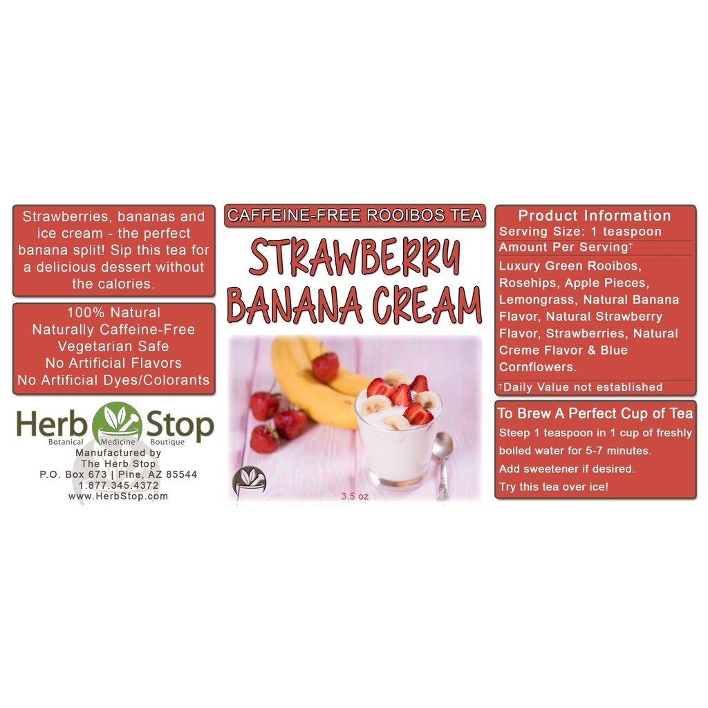 Strawberry Banana Cream Loose Leaf Rooibos Tea Label