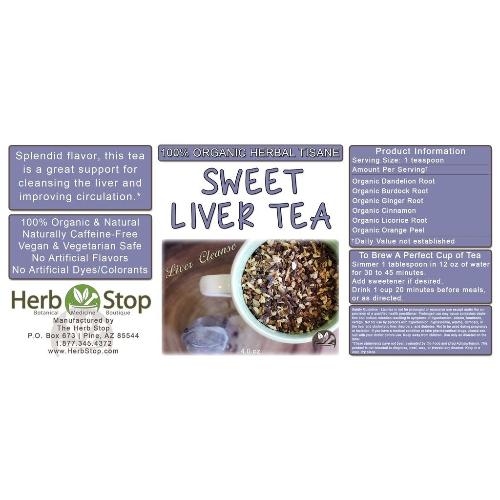 Sweet Liver Loose Leaf Herbal Tea Label
