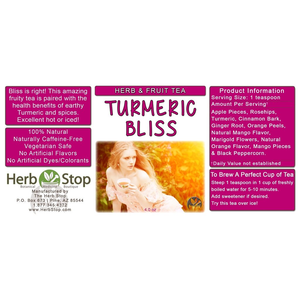 Turmeric Bliss Loose Leaf Herb & Fruit Tea Label