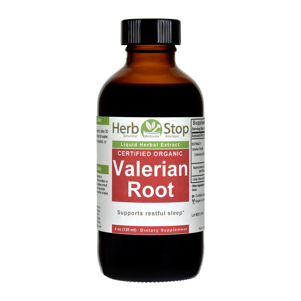 Organic Valerian Root Liquid Extract 4 oz Bottle