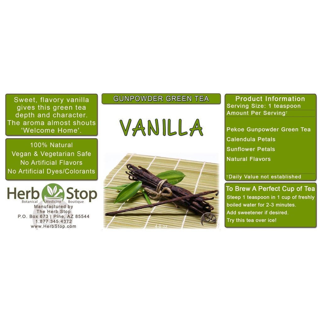 Vanilla Loose Leaf Green Tea Label