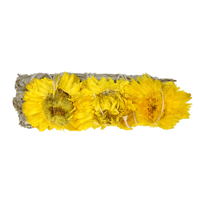 White Sage Smudge Bundle with Yellow Flowers