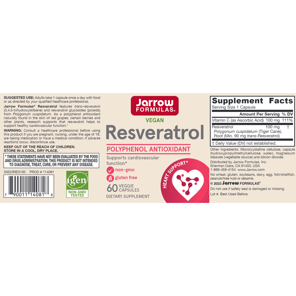 Resveratrol Label by Jarrow Formulas