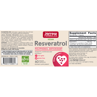 Resveratrol Label by Jarrow Formulas