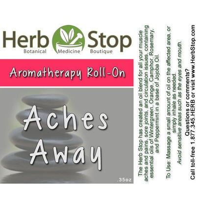 Aches Away Aromatherapy Roll-On Oil Label