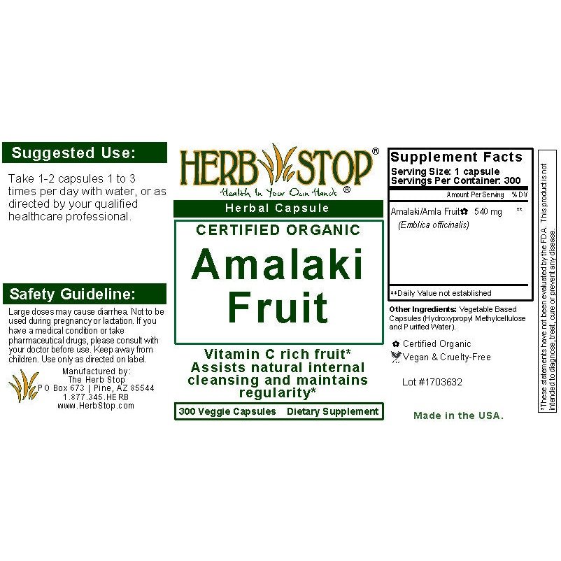 Amalaki Fruit Capsules Label