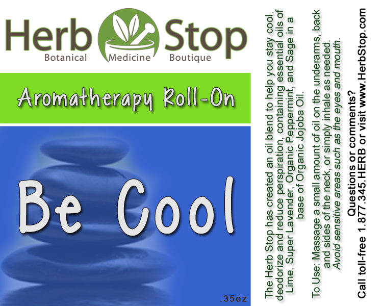 Be Cool Aromatherapy Roll-On Oil Label