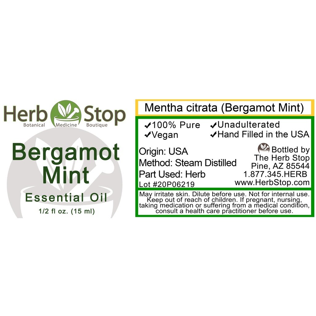 Bergamot Mint Essential Oil Label